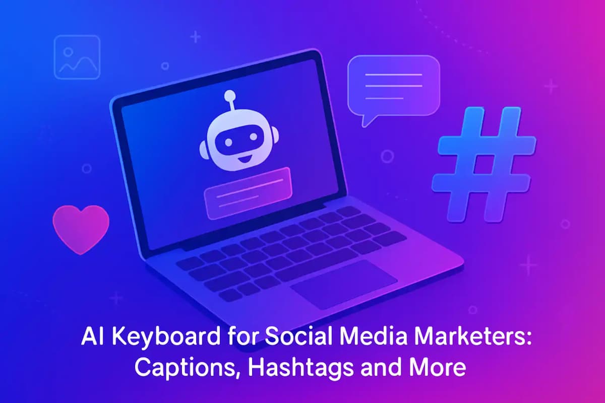 Featured image for article: AI Keyboard for Social Media Marketers: Captions, Hashtags and More