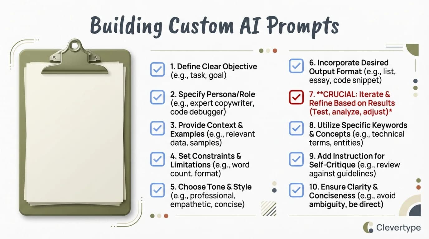 Step-by-step checklist for building effective custom AI prompts for your keyboard assistant