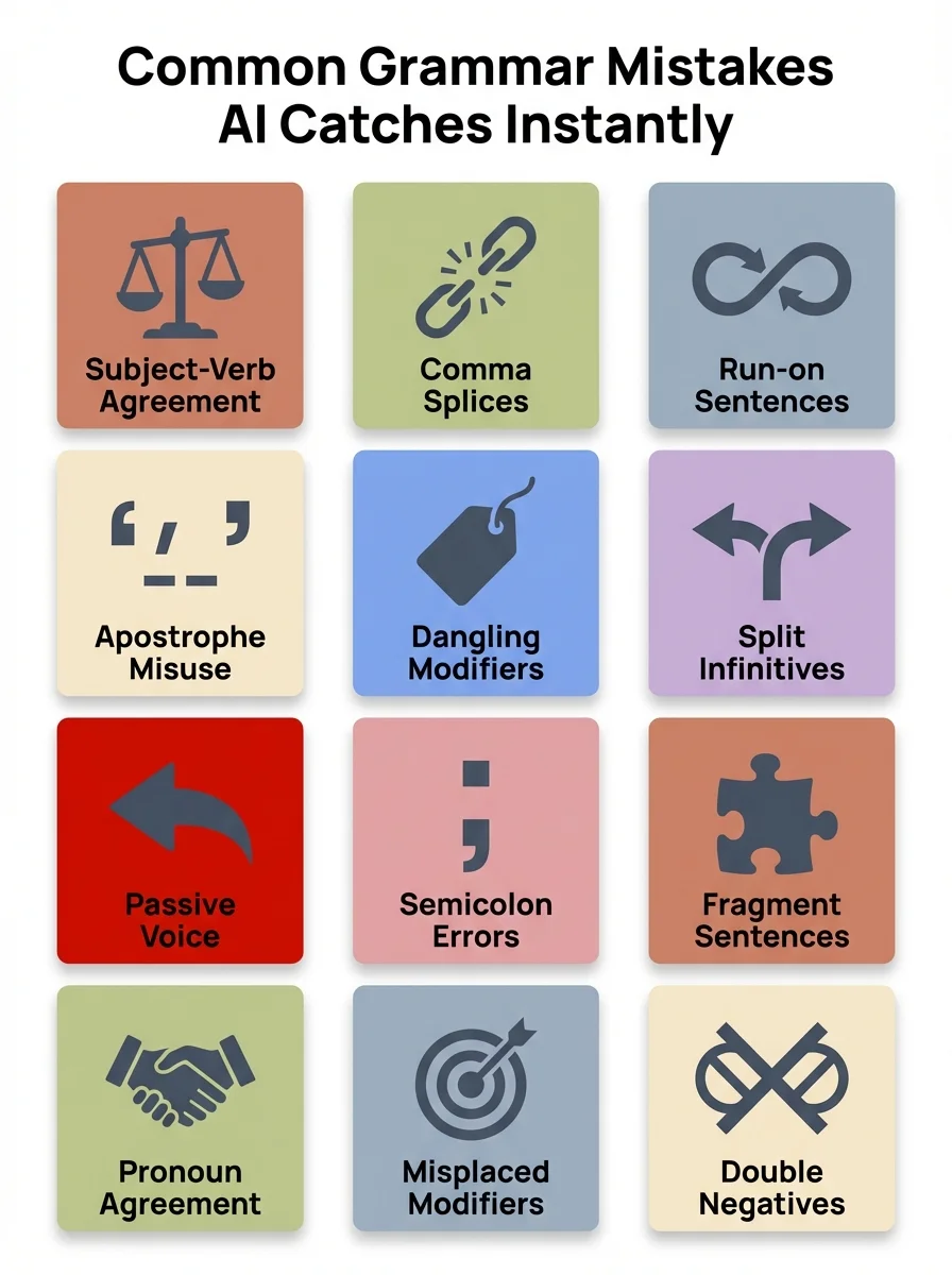 Common Grammar Mistakes AI Catches Instantly - Visual Guide