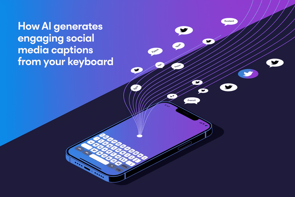 Featured image for article: How AI Generates Engaging Social Media Captions from your keyboard