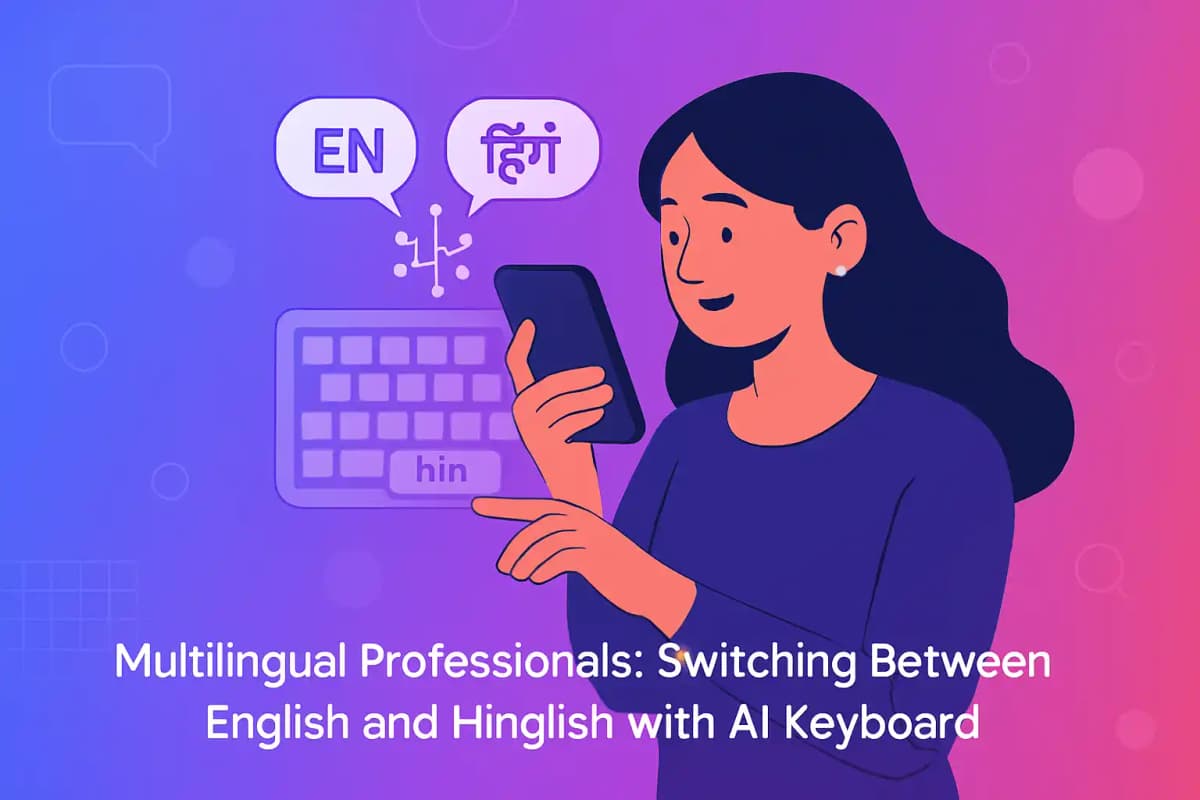 Featured image for article: Multilingual Professionals: Switching Between English and Hinglish with AI Keyboard