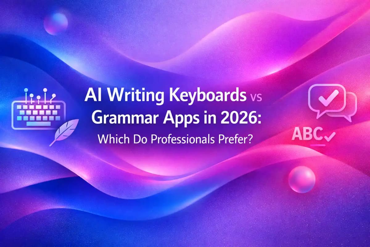 CleverType Blog Post Thumbnail: AI Writing Keyboards vs Grammar Apps in 2026: Which Do Professionals Prefer? Featured image for article: AI Writing Keyboards vs Grammar Apps in 2026: Which Do Professionals Prefer?
