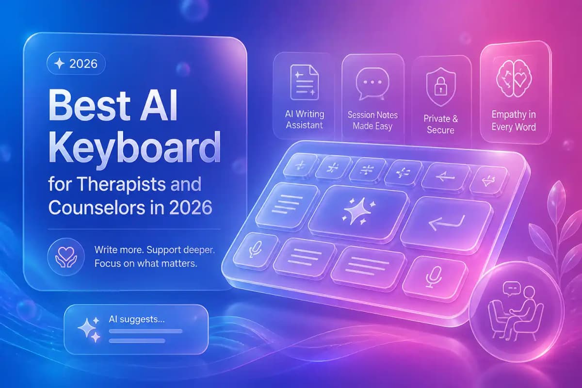 CleverType Blog Post Thumbnail: Best AI Keyboard for Therapists and Counselors in 2026 Featured image for article: Best AI Keyboard for Therapists and Counselors in 2026