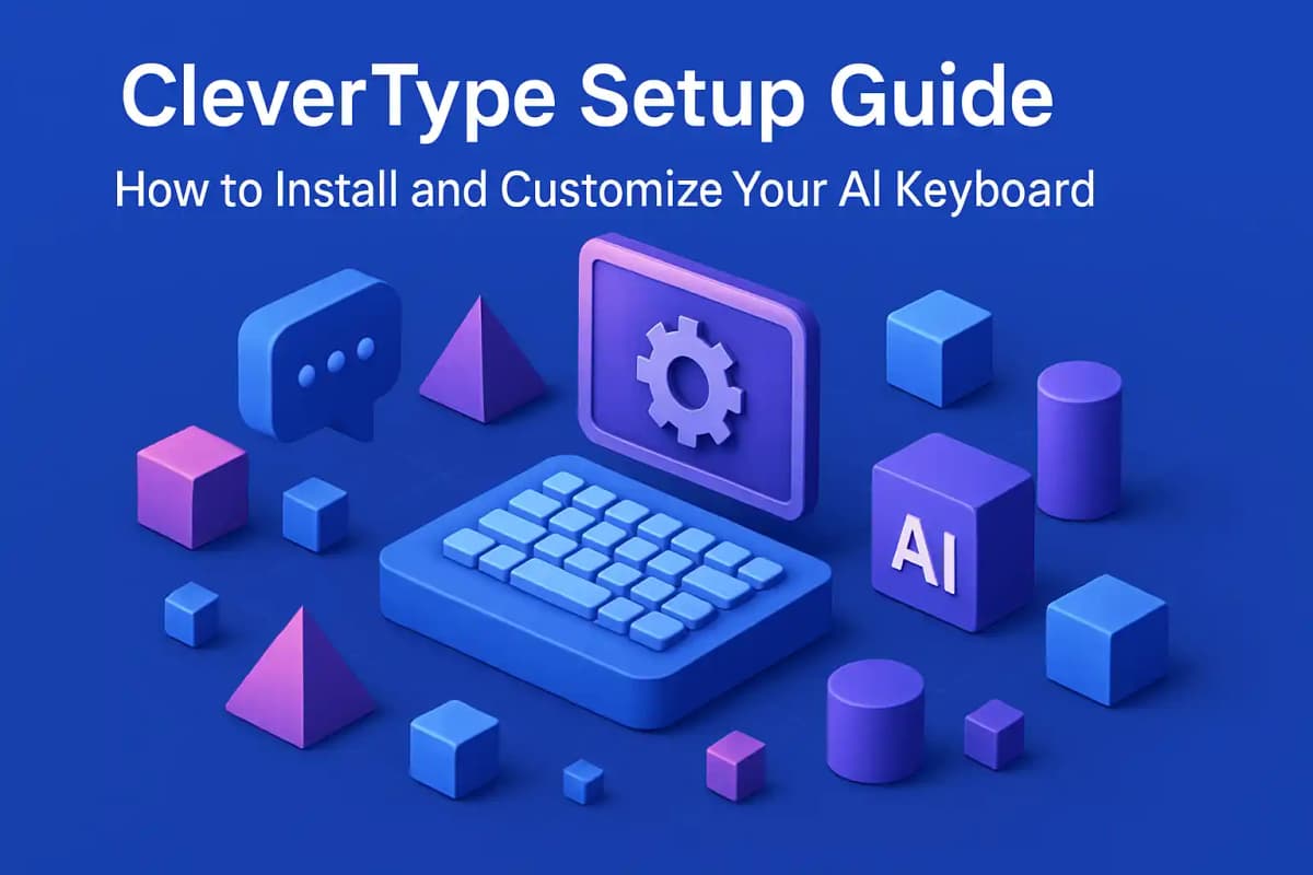 CleverType Blog Post Thumbnail: CleverType Setup Guide: How to Install and Customize Your AI Keyboard Featured image for article: CleverType Setup Guide: How to Install and Customize Your AI Keyboard