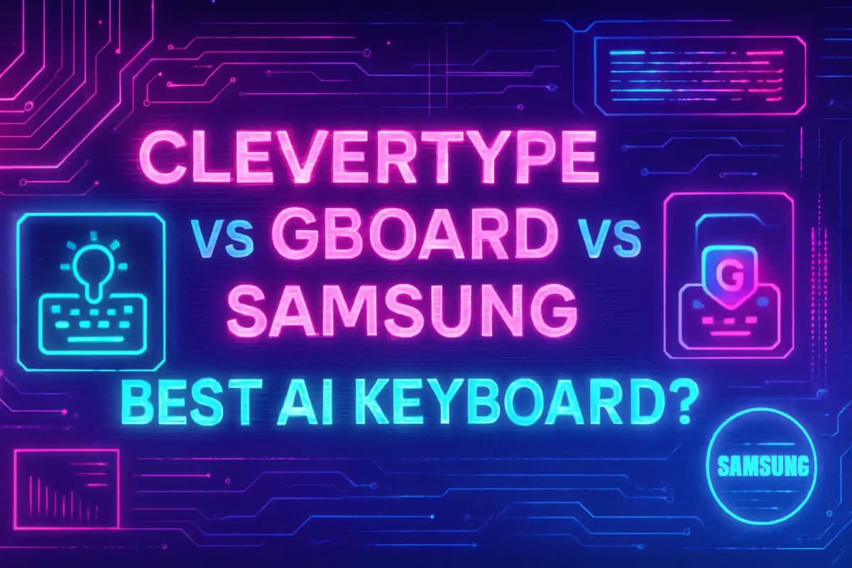 CleverType Blog Post Thumbnail: CleverType vs Gboard vs Samsung: Best AI Keyboard? Featured image for article: CleverType vs Gboard vs Samsung: Best AI Keyboard?