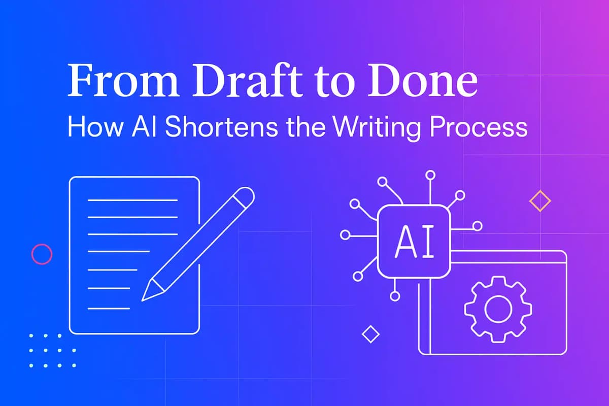 CleverType Blog Post Thumbnail: From Draft to Done: How AI Shortens the Writing Process Featured image for article: From Draft to Done: How AI Shortens the Writing Process