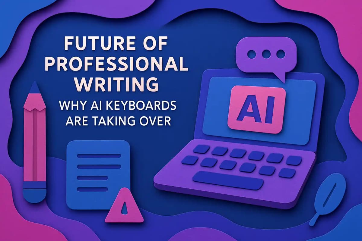 CleverType Blog Post Thumbnail: Future of Professional Writing: Why AI Keyboards Are Taking Over Featured image for article: Future of Professional Writing: Why AI Keyboards Are Taking Over