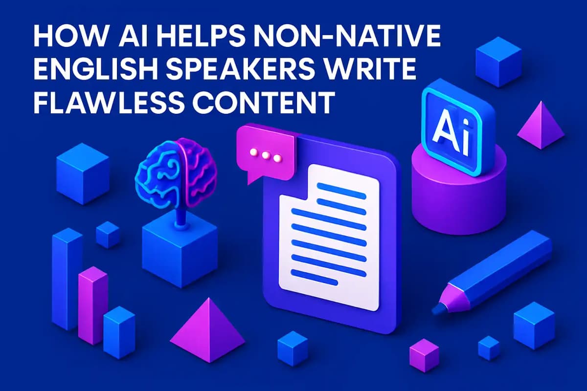 CleverType Blog Post Thumbnail: How AI Helps Non-Native English Speakers Write Flawless Content Featured image for article: How AI Helps Non-Native English Speakers Write Flawless Content