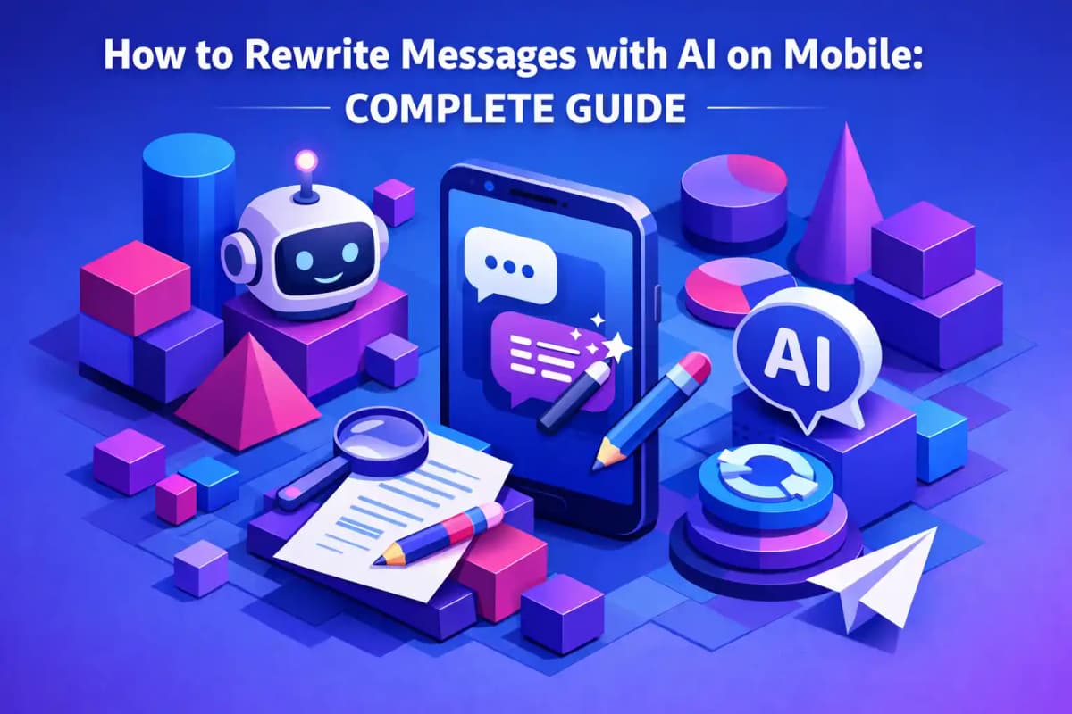 CleverType Blog Post Thumbnail: How to Rewrite Messages with AI on Mobile: Complete Guide Featured image for article: How to Rewrite Messages with AI on Mobile: Complete Guide