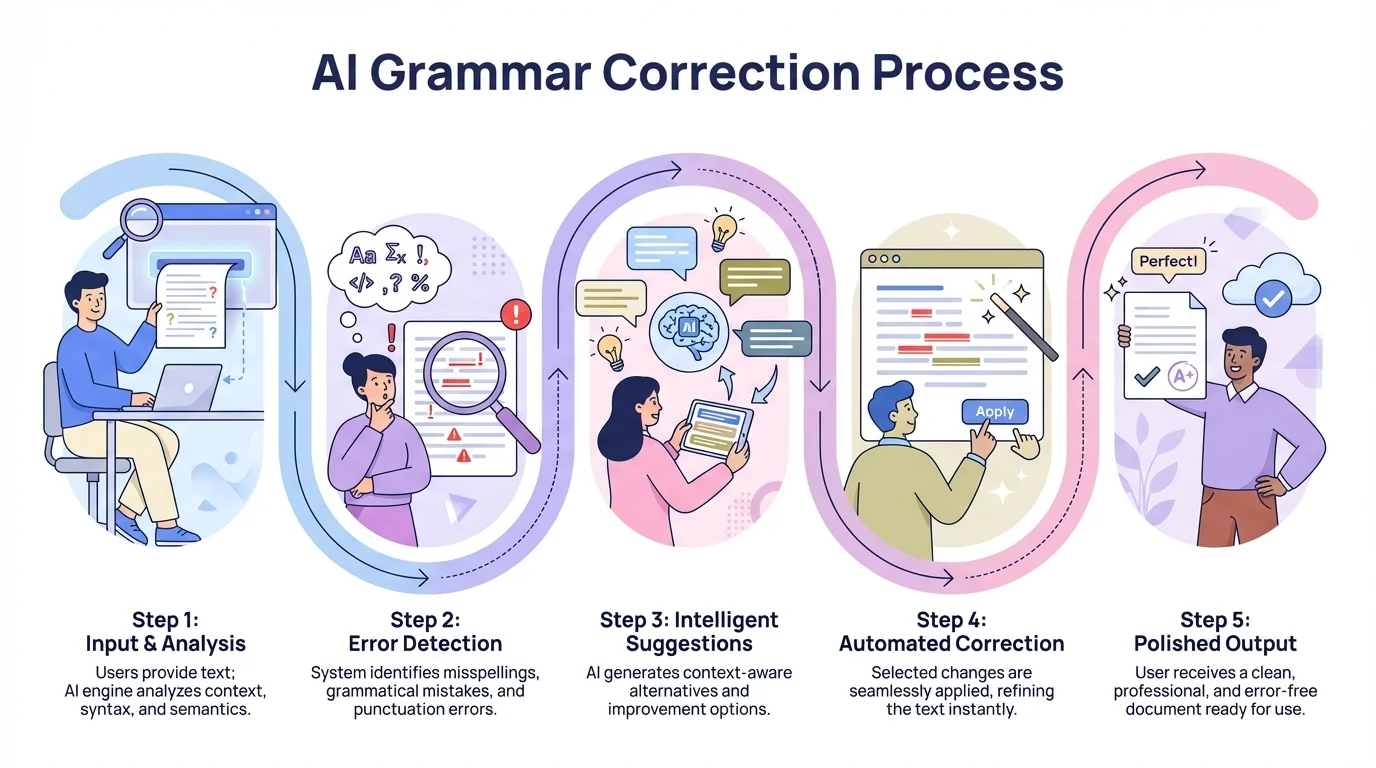 AI Grammar Correction Process - How AI keyboards analyze and fix grammar in real-time