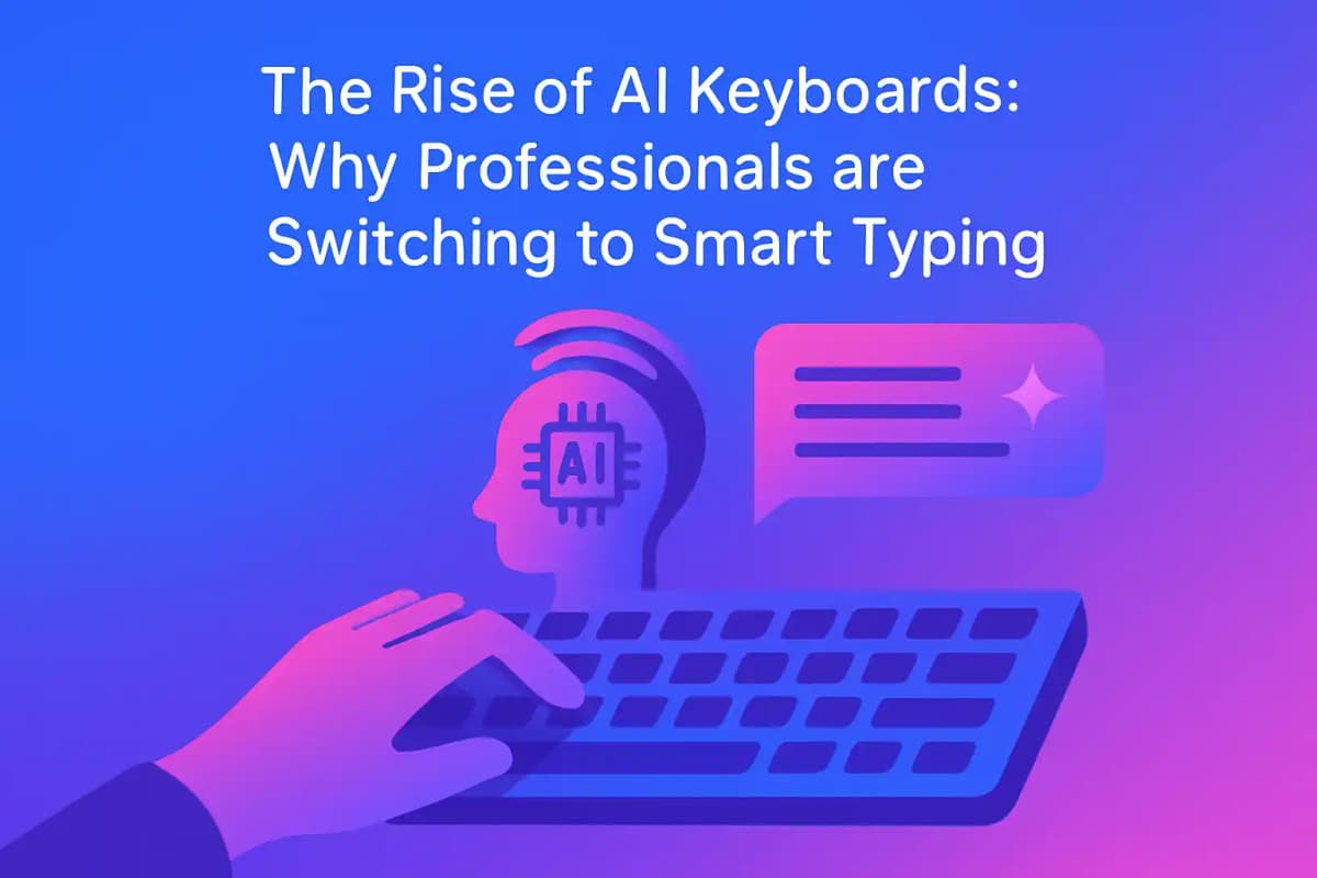 CleverType Blog Post Thumbnail: The Rise of AI Keyboards: Why Professionals are Switching to Smart Typing Featured image for article: The Rise of AI Keyboards: Why Professionals are Switching to Smart Typing
