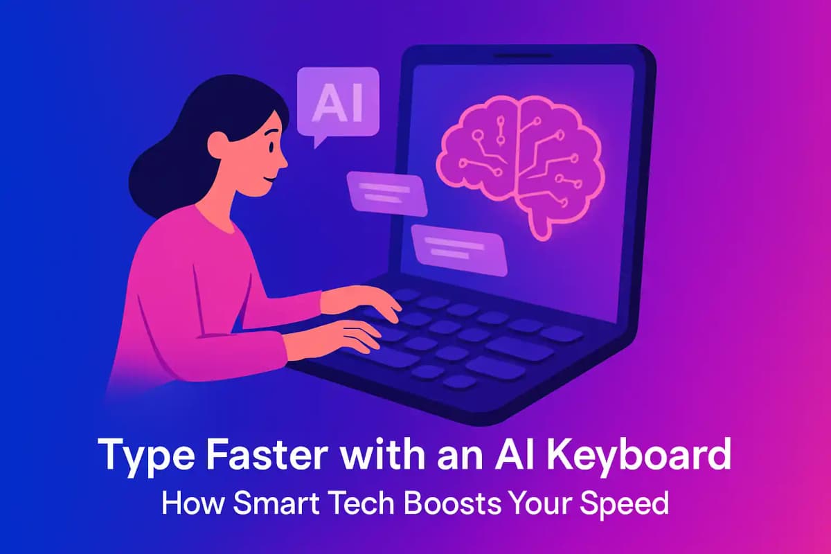 CleverType Blog Post Thumbnail: Type Faster with an AI Keyboard: How Smart Tech Boosts Your Speed Featured image for article: Type Faster with an AI Keyboard: How Smart Tech Boosts Your Speed
